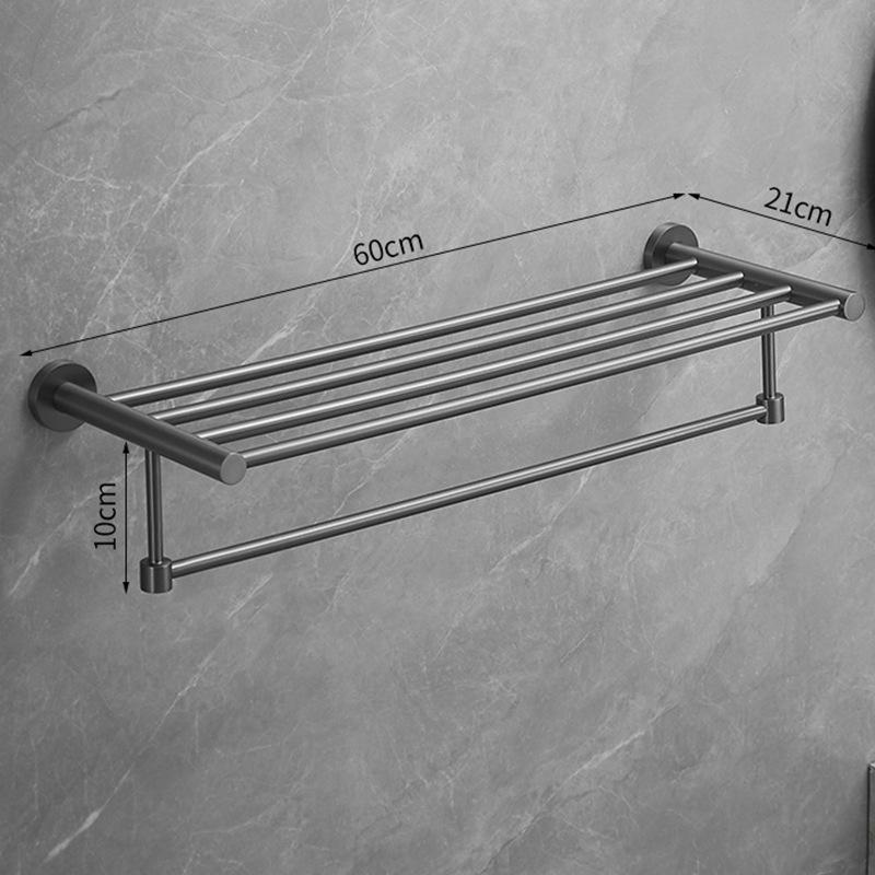 Stainless Steel Bathroom Towel Rack Set with Mirror Shelf & Nail-Free Installation