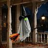 Outdoor Ghost Decoration for Yard Halloween Witch Broom Hanging Ornament, Spooky Hat Creepy Bar Ceiling Pendants Indoor Haunted House Party