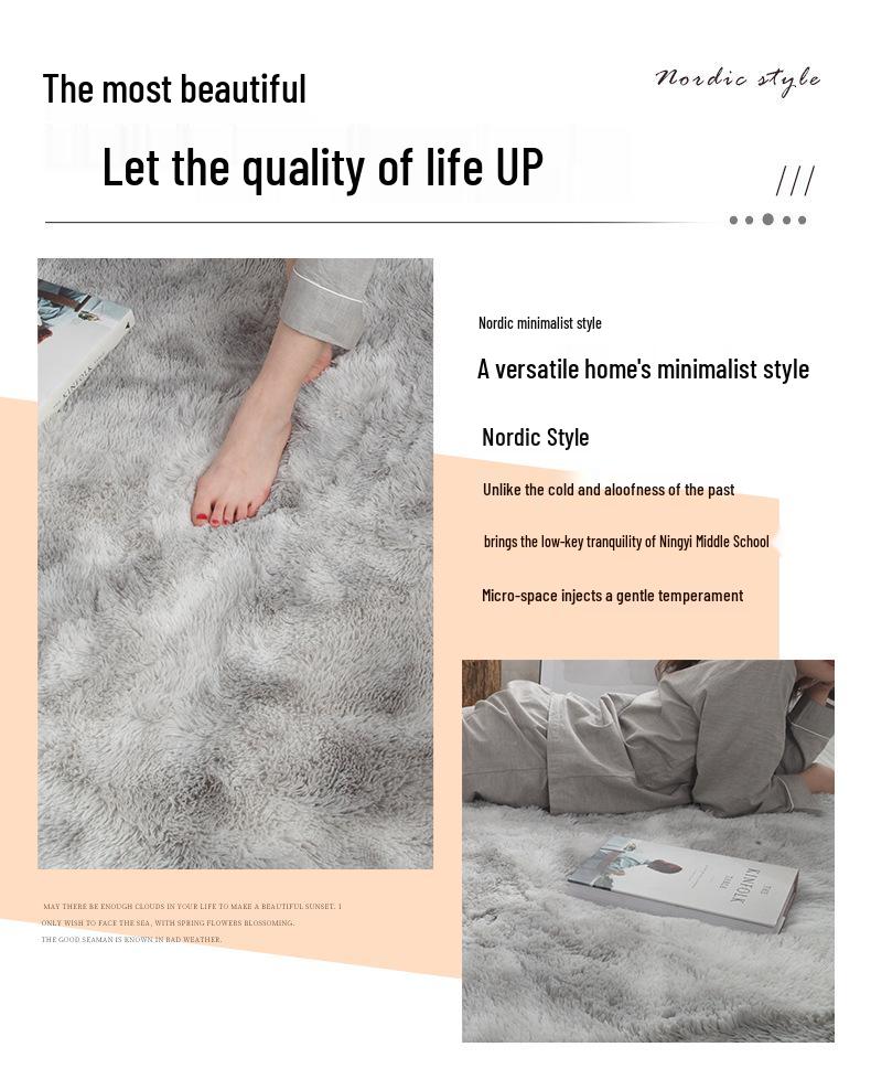 Silk and Wool Tie-Dye Plush Bedroom Rug