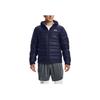 Under Armour Solid Color Logo Print Zipper Hooded Down Jacket Men Outerwear Navy-Blue 1342738-410