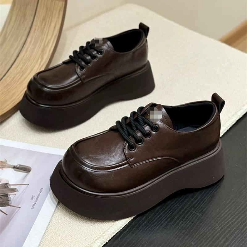 Fashion platform women's autumn new versatile height increase casual versatile lace-up small leather shoes