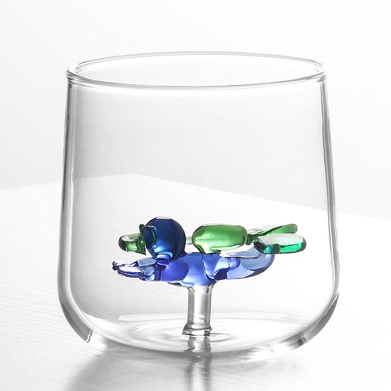 Tazza in Vetro 3D Vita Marina Resistente al Calore Monostrato Tazza Animale Decorativa per Casa per Colazione Latte Succhi Bevande Fredde