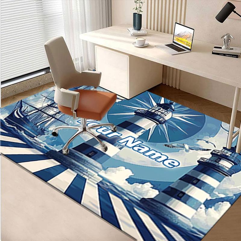 1PC Custom Name Lighthouse Dreams Sea Theme Floor Mat Ideal for Living Room, Game Rooms, Office, Bedroom,Floor Mat Playful Design