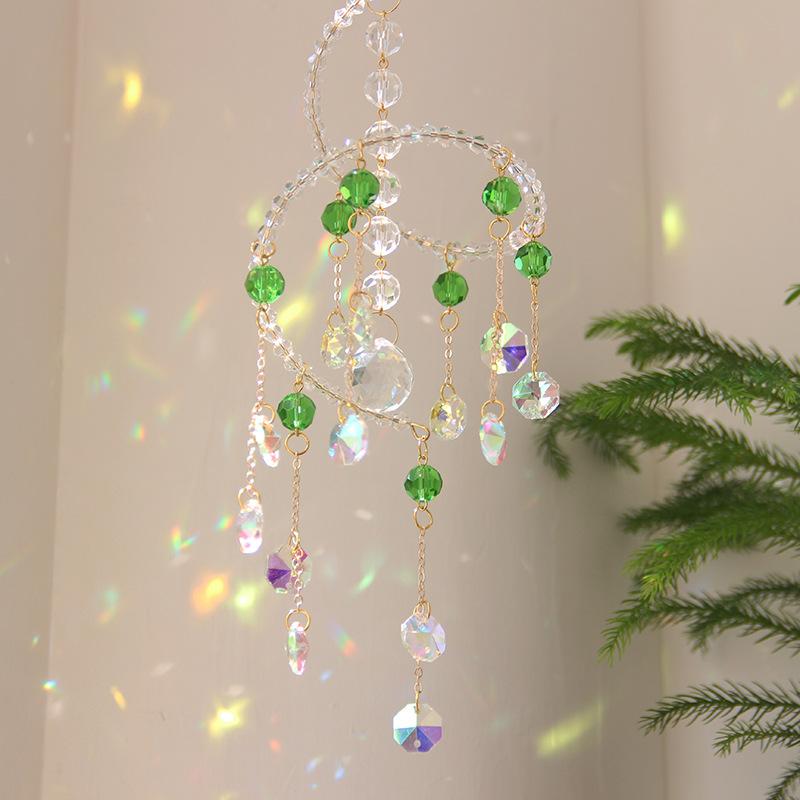 

Spiral Sun Catcher Crystal Wind Chime Sunlight Refraction Colorful Prism Hanging Decor For Window Balcony Garden Indoor Outdoor зелёный