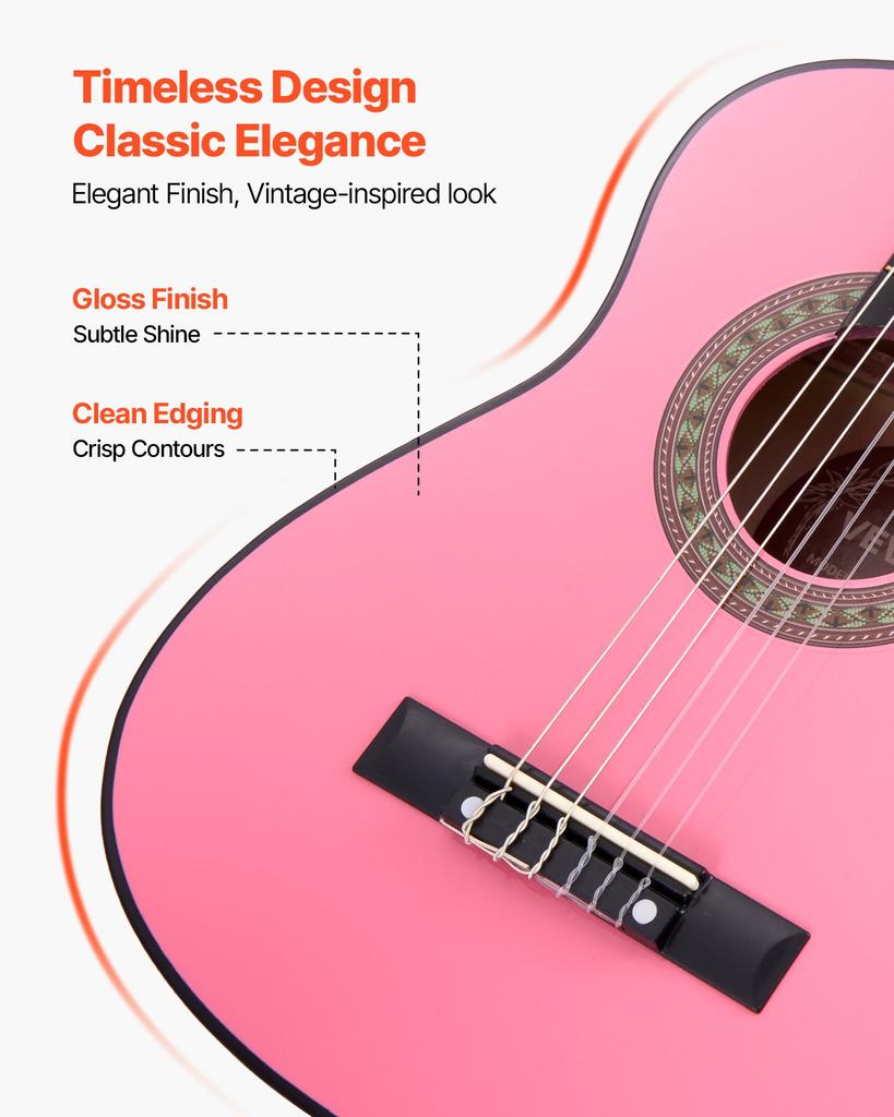 VEVOR Classical Guitar, 780 Mm, Wood Classical Guitar Starter Kit for Beginners, with Nylon Strings, Gig Bag, Strap, Tuner, Extra Strings, Picks