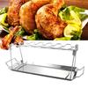 Edelstahl BBQ Rippchen Koch-Grillkorb Netzclip Hähnchenflügel-Bein-Ständer Grillhalter BBQ-Regal Barbecue-Zubehör