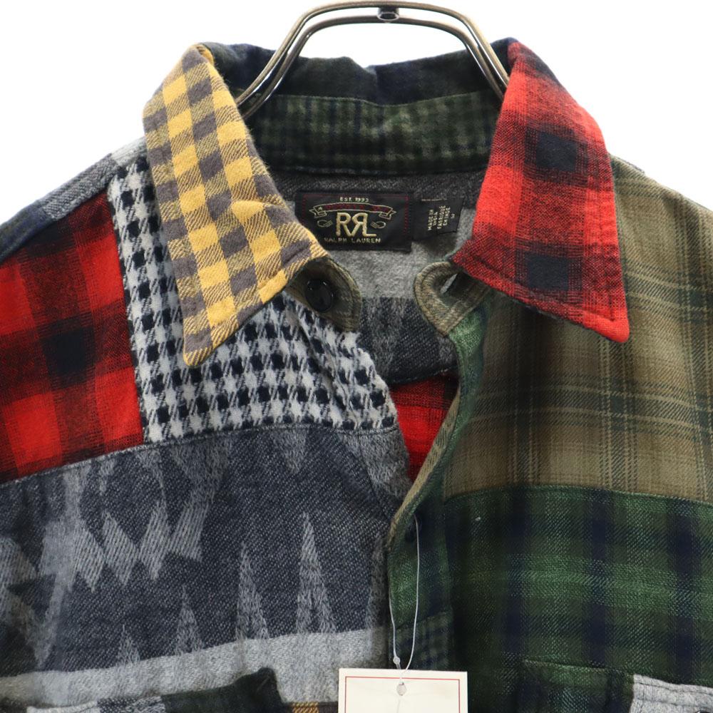 unused RRL Check Pattern Long sleeve patchwork Flannel shirt Women Used