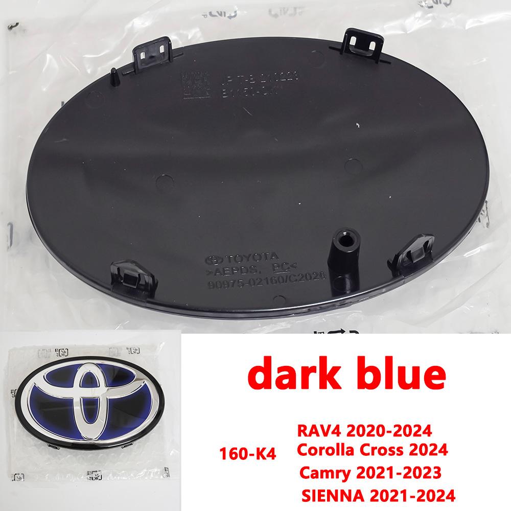 VJN4 For Toyota RAV4 Corolla Camry Land Cruiser Sienna C-HR AVALON Front Grille Hood Badge Replacement Dark Blue Hybrid Logo