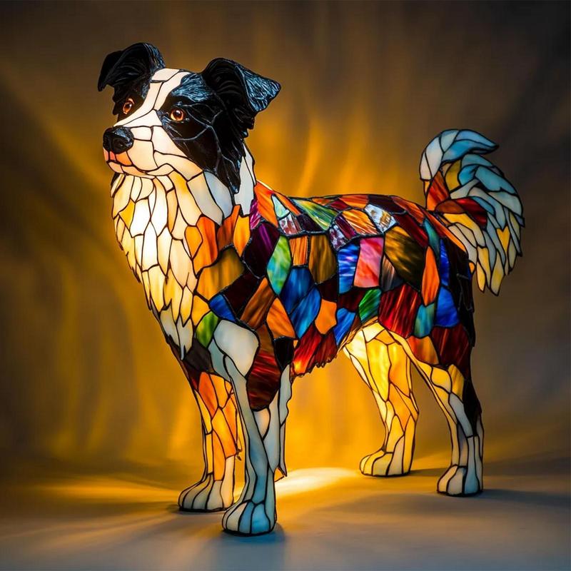 Hunde-Serie Nachtlicht Mops Lampe Buntglas Harz Mosaik Licht Nishi Highlands Hunde Dekoration Lustiges Geschenk Für Haustierliebhaber Kinder