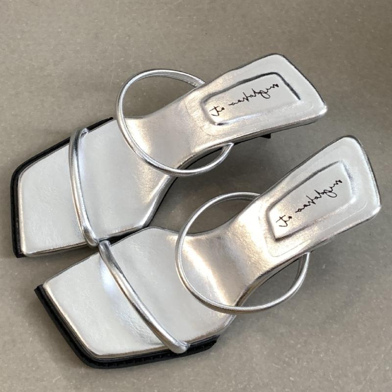 Fashion Fashion Leopard Narrow band Women Sandals Square toe thin Heel Slide Sandals Summer Sexy Open Toe non-slip heeled shoes woman