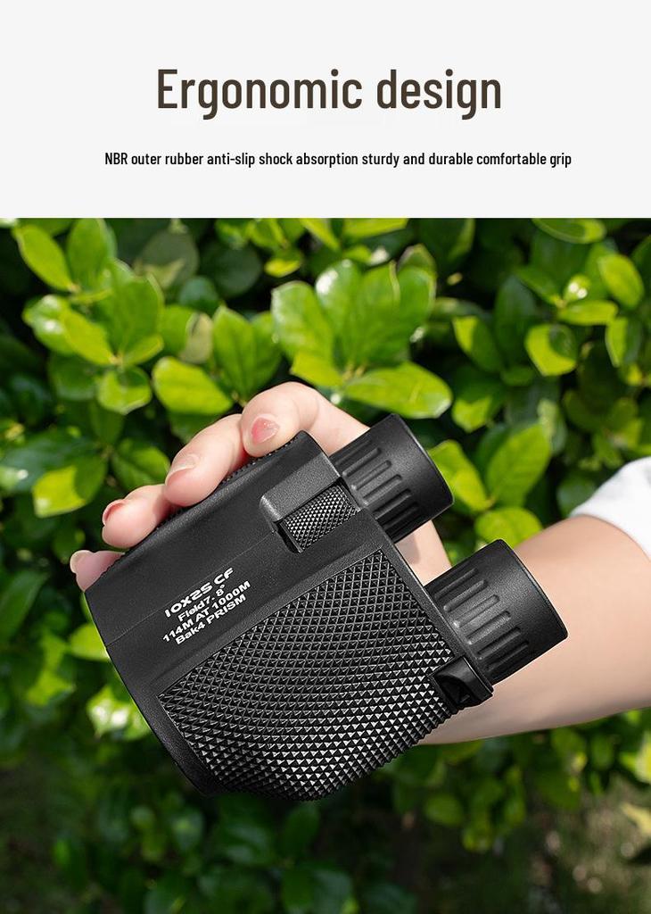 Anti-Paul 10x25 Binoculars with Low-Light Night Vision, High Magnification, Portable for Mountaineering & Camping, HD Quality, Customizable Logo.
