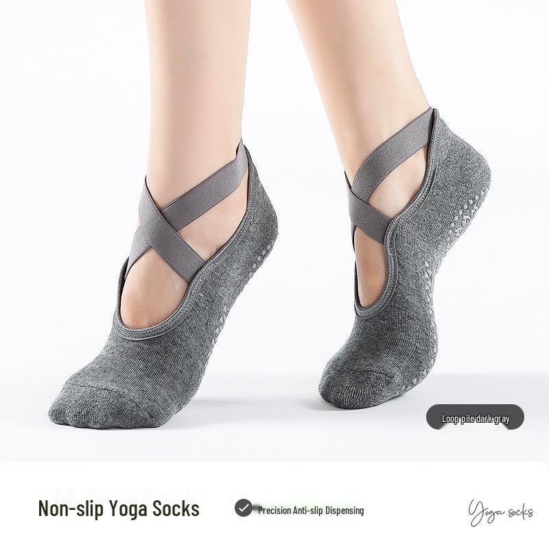 Rutschfeste Damen-Socken für Yoga & Pilates mit Kreuzriemen für Herbst/Winter