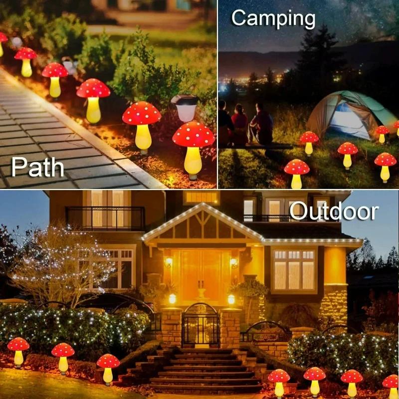 8/12/20LED Solar Landscape Ground Lights Cute RED Mushroom Lawn Lamp Wedding Holiday Courtyard Christmas Outdoor Garden Decoration