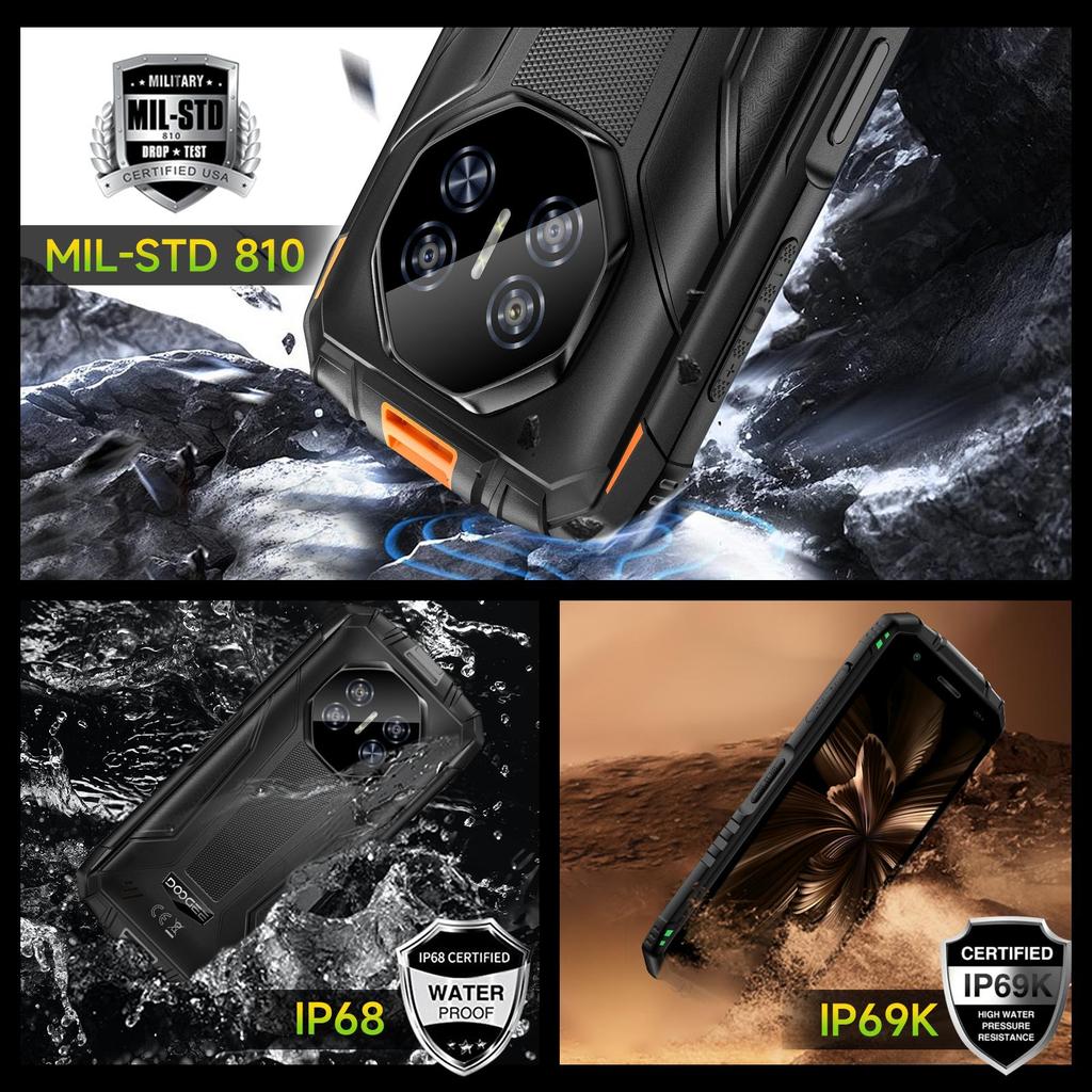 DOOGEE Fire3 Pro Rugged Smartphone Android 15, 16GB+128GB/2TB, 8350mAh, 5.5" HD+ Display, 16MP+8MP,  Dual SIM 4G/NFC/IP68/OTG/FACE ID/GPS/Widevine L1