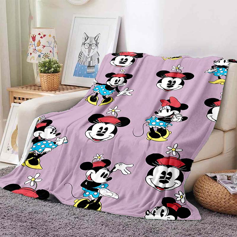 6 Sizes Warm Soft Disney Cute Minnie Cartoon Blanket Fluffy Children and Adults Luxury Gifts for Home Travel Camping Picnic