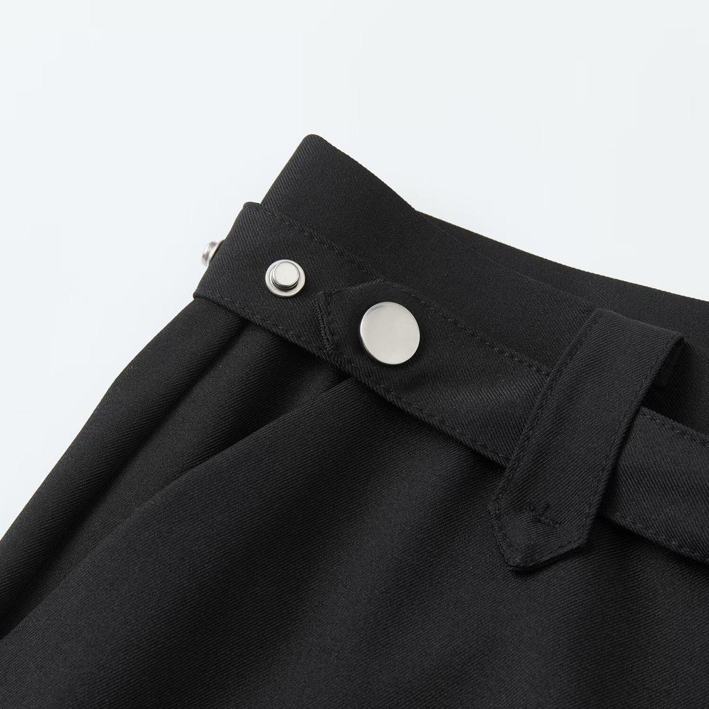 Men's Spring 2026 Casual Trousers - Korean Style, Non-Iron, Loose Tapered Suit Pants with Half Elastic Waist