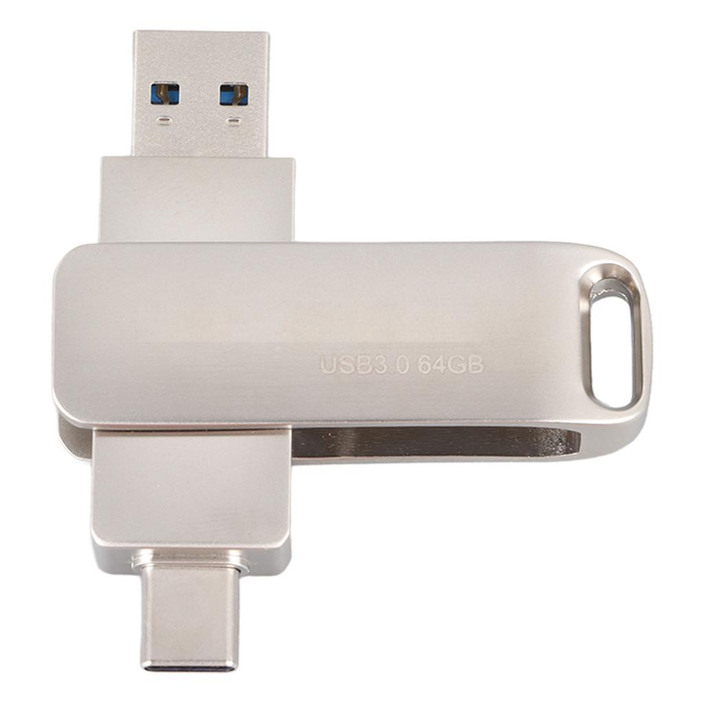 Metal U Disk 2 In 1 Rotatable 64GB Type C Dual Port Metal USB Flash Drive for U Disk Android