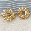 Stylish Simple Retro Cold Wind Alloy Three-dimensional Hollow Sunflower Earrings, Versatile Daily Women