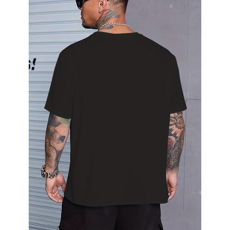 Men's Fashion New Casual Printed T-Shirt Round Neck, Relaxed Fit