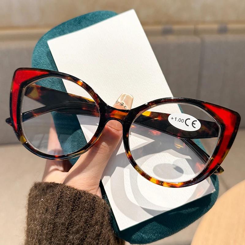 Stylish Round Frame Reading Glasses for Women Anti Blue Light High Quality Far Sight Eyewear European Luxury Designer Glasses