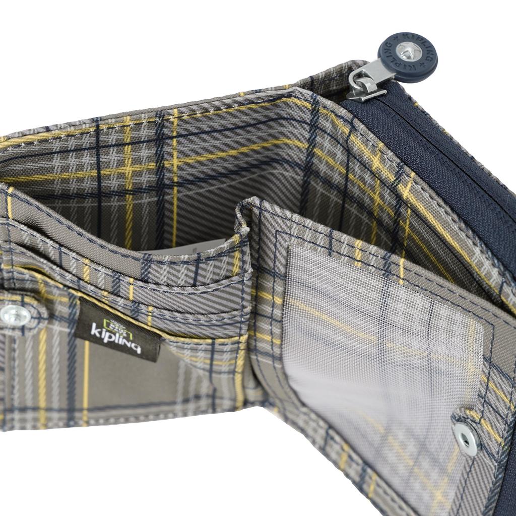 Kipling Exclusivité Officielle Japon MONEY LOVE Bleu Gris à Carreaux KI6791S6Z 0.01L Portefeuille Pliable pour Femme