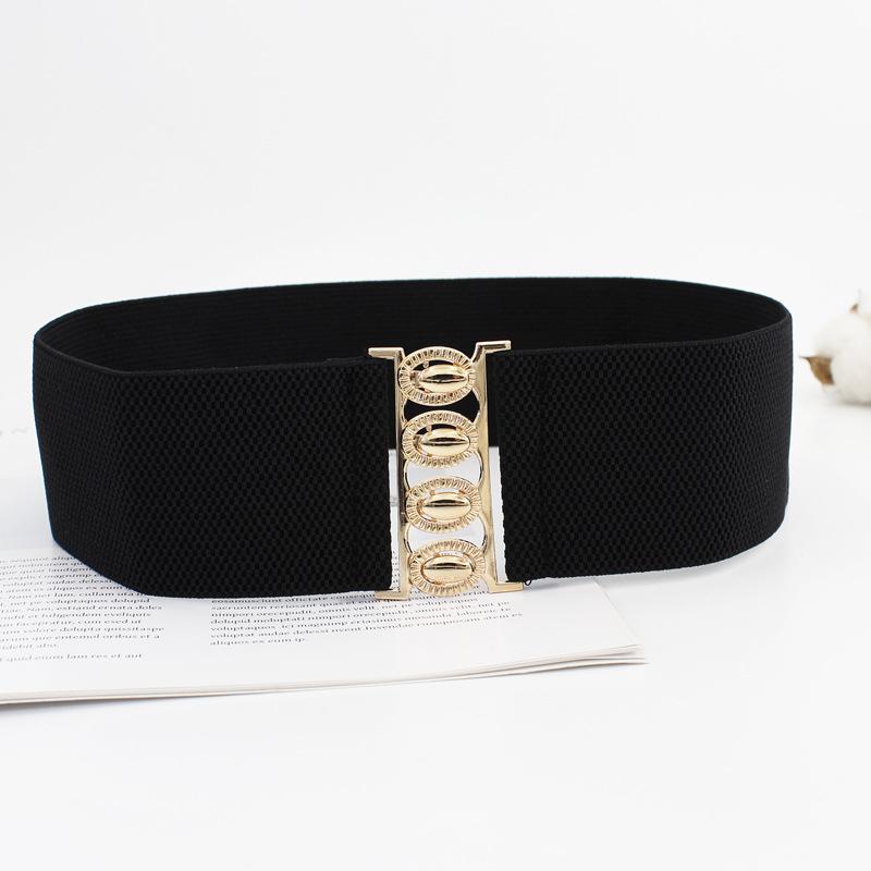 Women'S Wide Elastic Waist Belt  Simple Metal Buckle Waistband Corset Cinch Belt Dress Stretchy Belts