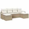 Sofa Set with Cushions 6 Pcs Beige Poly Rattan