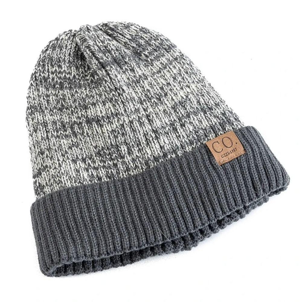 Warm Men's Winter Hat Casual Polyester Striped Winter Cap Thicken Fleece Lined Knitted Beanies Women Men
