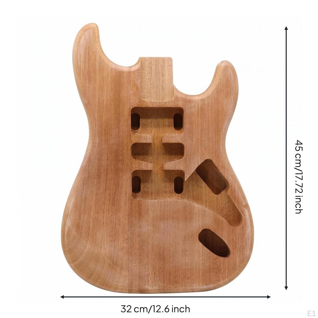 Wood Guitar Body Blank Visible Grain Shaped Electric Carved Edges for Home Assembly,
