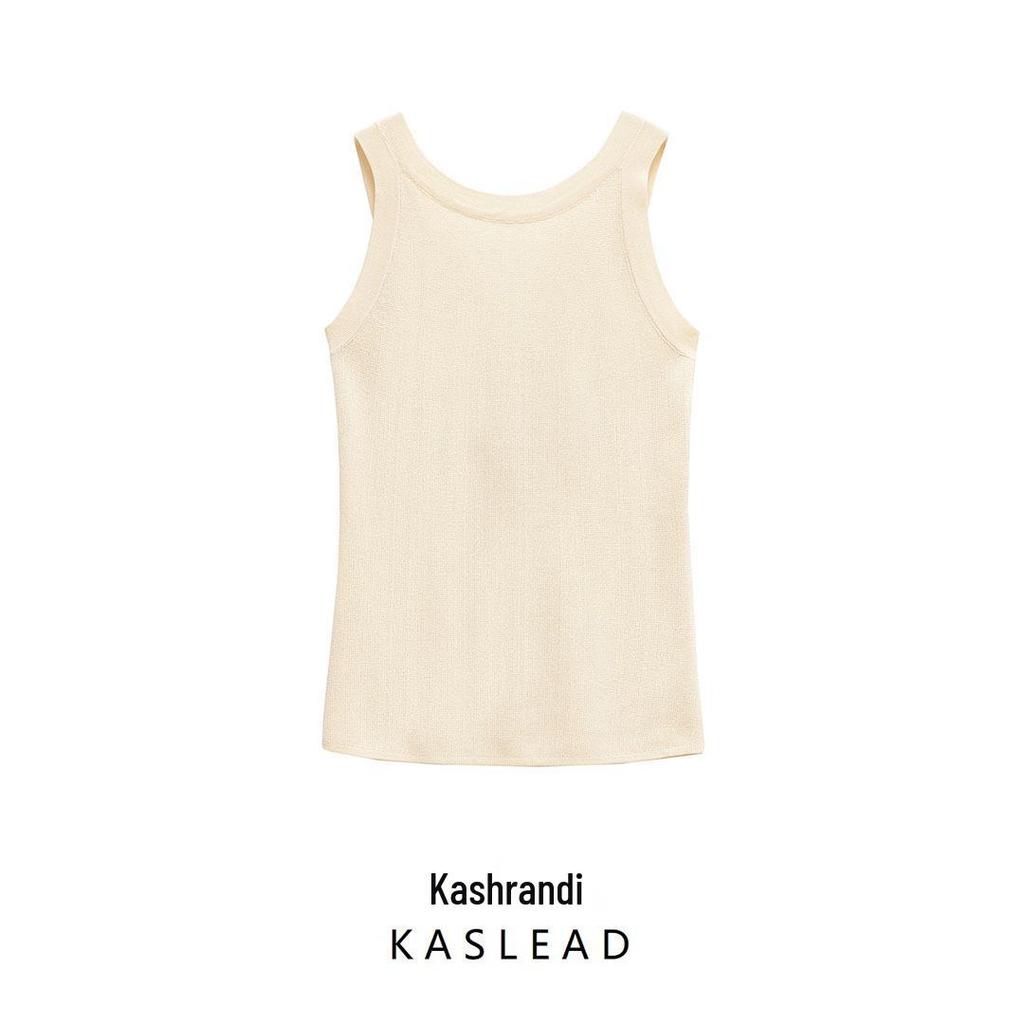 Spring 2025 Women's Fashion: European & American Style Round Neck Solid Color Top with Wide Straps
