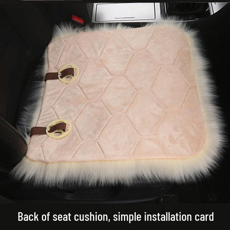 Winter Plush Imitation Wool Car Seat Cushion Set: Non-Slip, Thickened, No Backrest, 3-Piece.