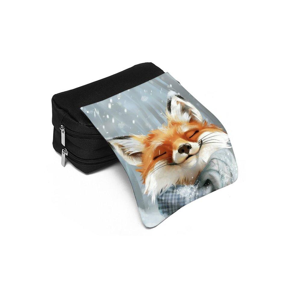 Astuccio Portapenne Flip a Doppio Strato con Stampa Volpe Carina Chiusura a Zip per Ragazzi/Ragazze Migliori Regali Cartone Animato 2D Materiale Scolastico Astuccio