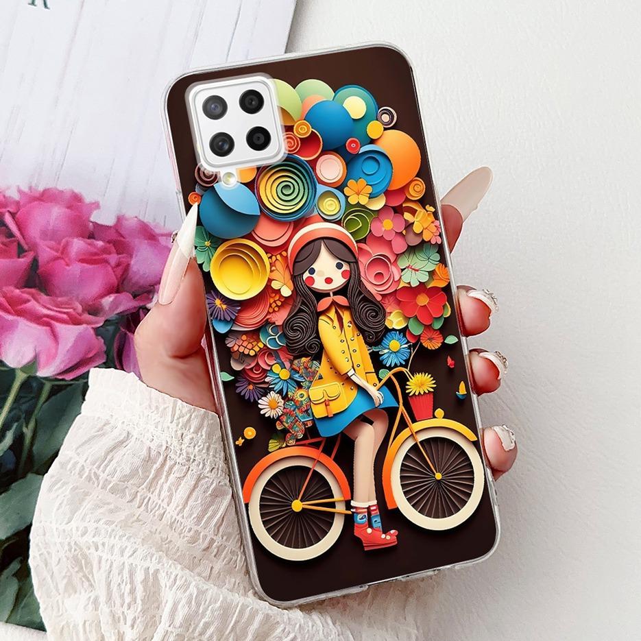 For Samsung Galaxy A22 4G Case Coloful Flowers Painted Cover Soft Slim Phone Case For Samsung A22 A 22 Galaxy A42 5G Fundas Bags