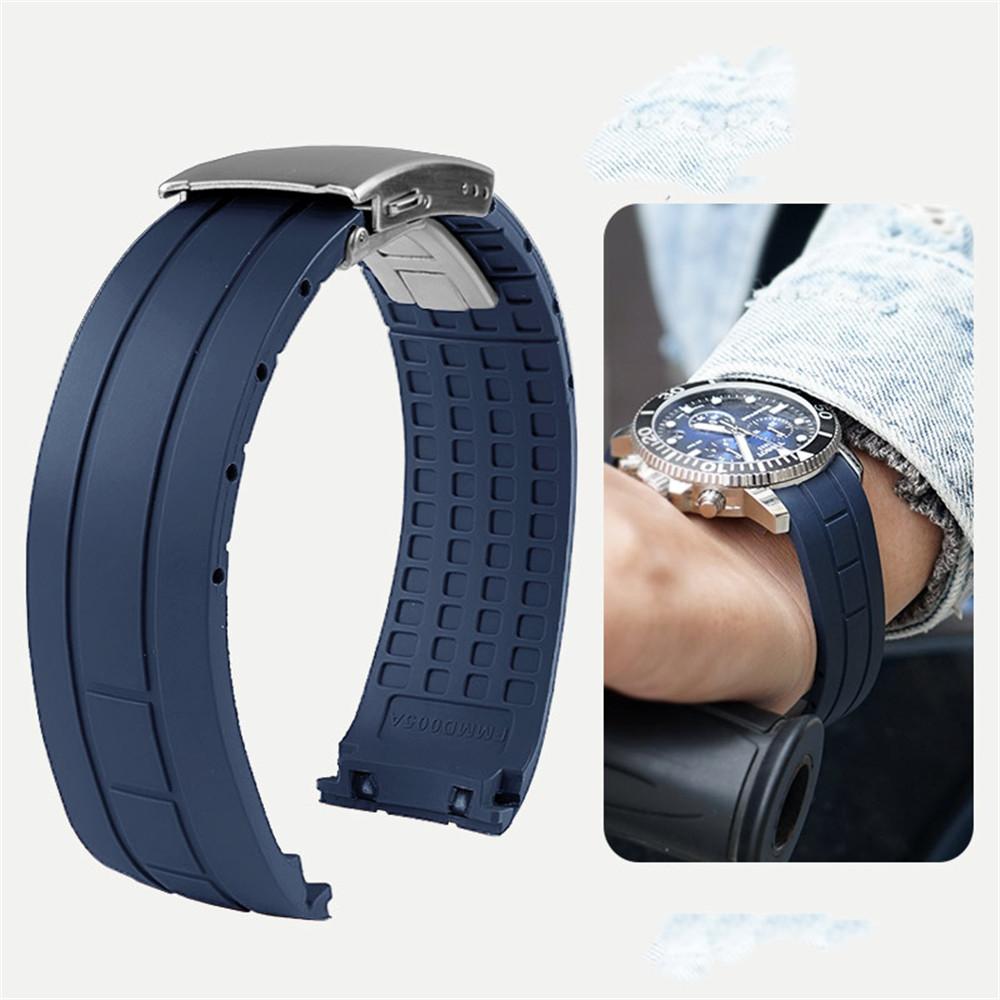 22mm Premium-Grade Rubber Watch Strap Curved End Men Folding Wrist Band Bracelet for MIDO Tissot Seastar T120.407 Watchband