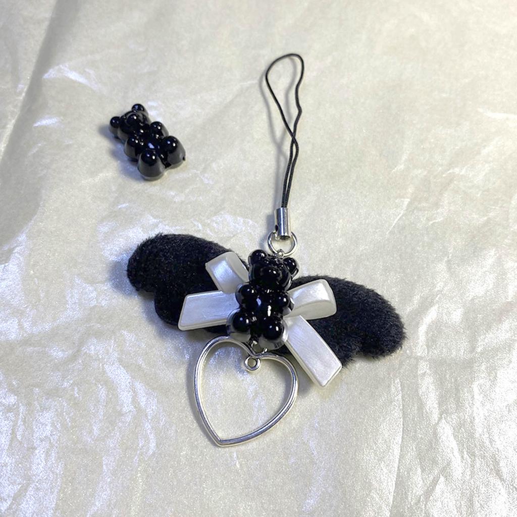 Stylish Angel Wing Phone Lanyard Trendy Heart Pendant Gothic Style Phone Charm Straps Ornaments Bag Wallet Pendants
