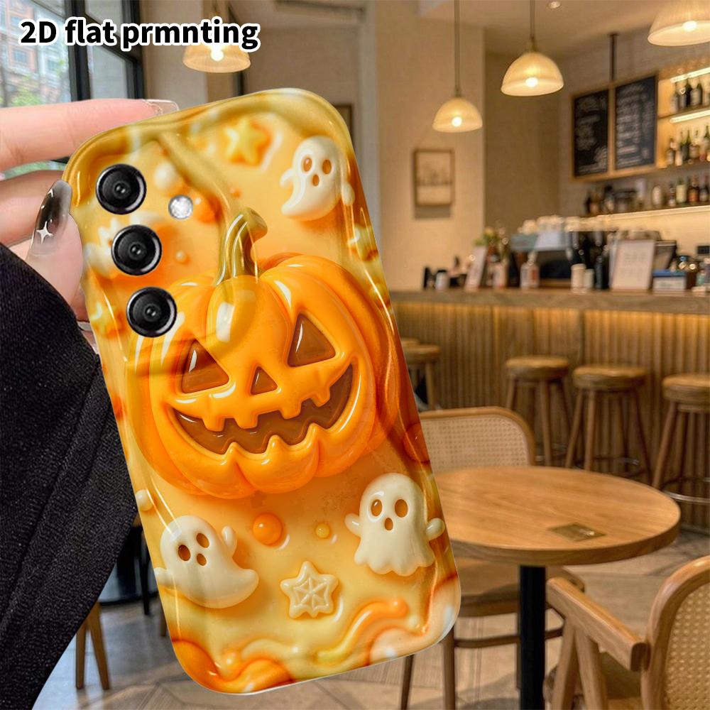 Phone Case: 2D Flat Design Suitable for Samsung Galaxy A34 A35 M05 M06 S20 S22 S21 FE Plus 5G Protective Case, Halloween Pumpkin Lamp, Perfect Holiday