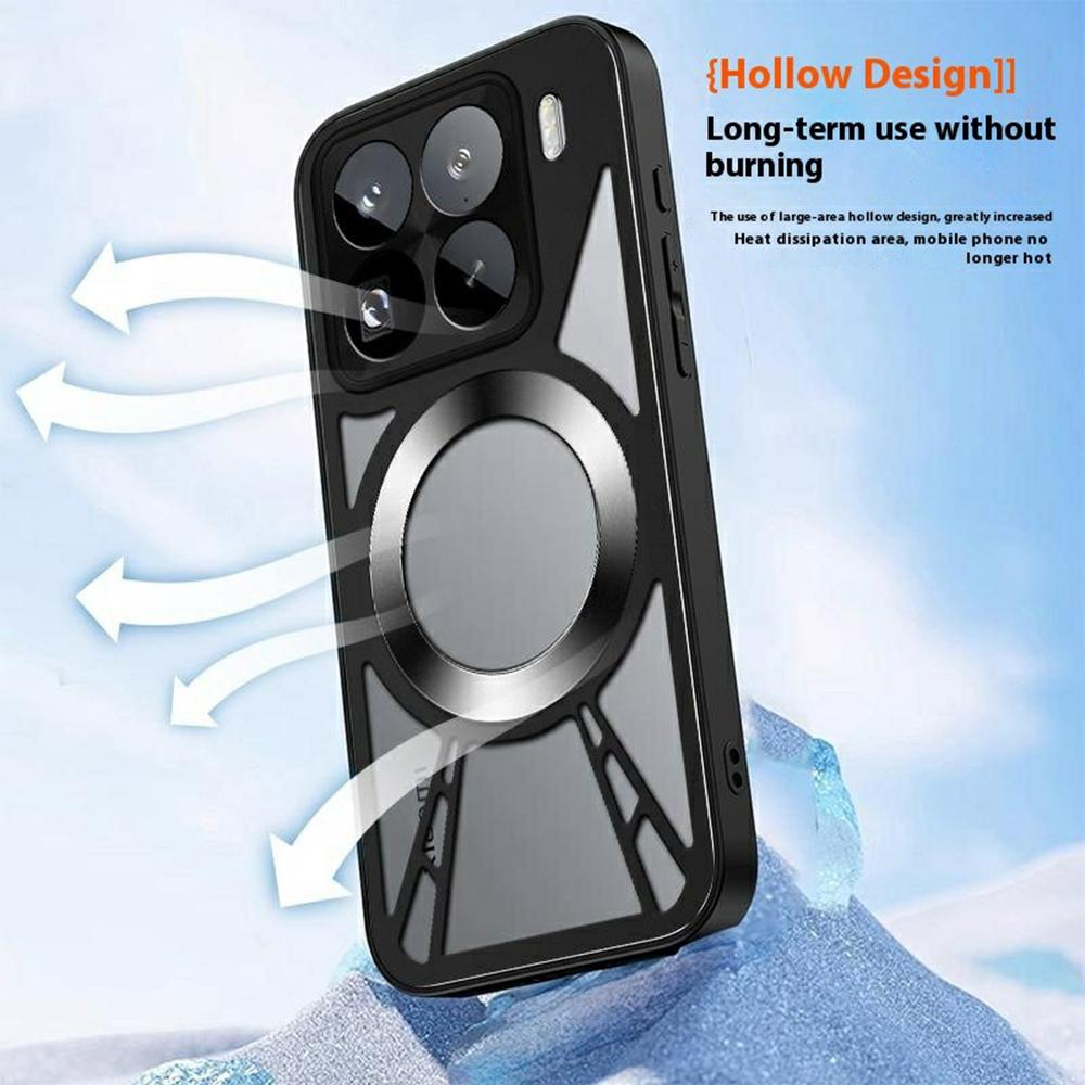 For Xiaomi 15 Magnetic Case Hollow Heat Dissipation PC+Silicone Phone Cover