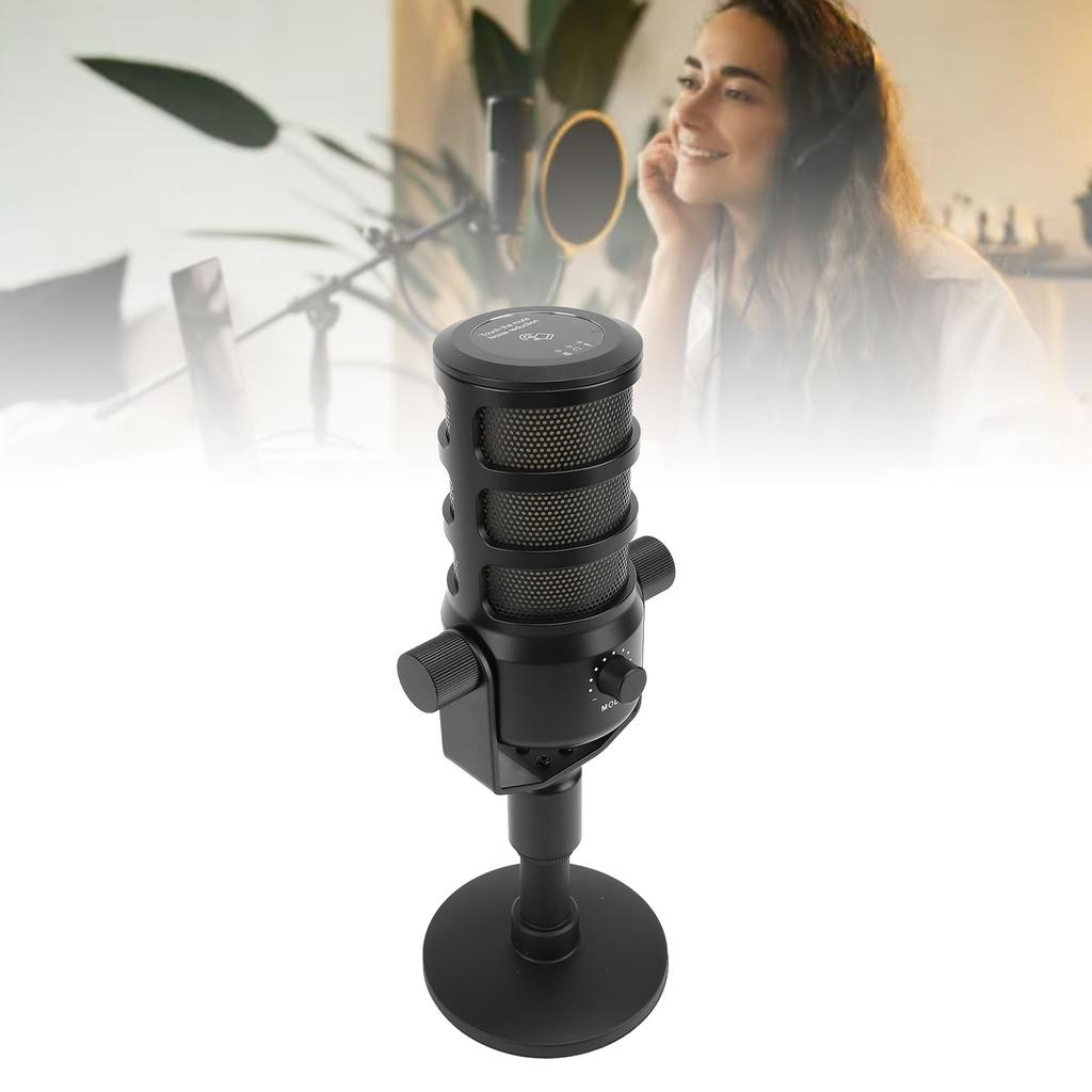 USB PC Microphone Clear Sound Pickup Adjustable Volume HIFI Condenser Mic with Mute Colorful Light F