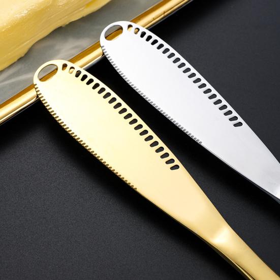 Stainless Steel Butter Scraper Cheese Knife Jam Spreader with Serrated Blade Ergonomic Handle for Cutting Hard Butter Spreading Cream Baking And