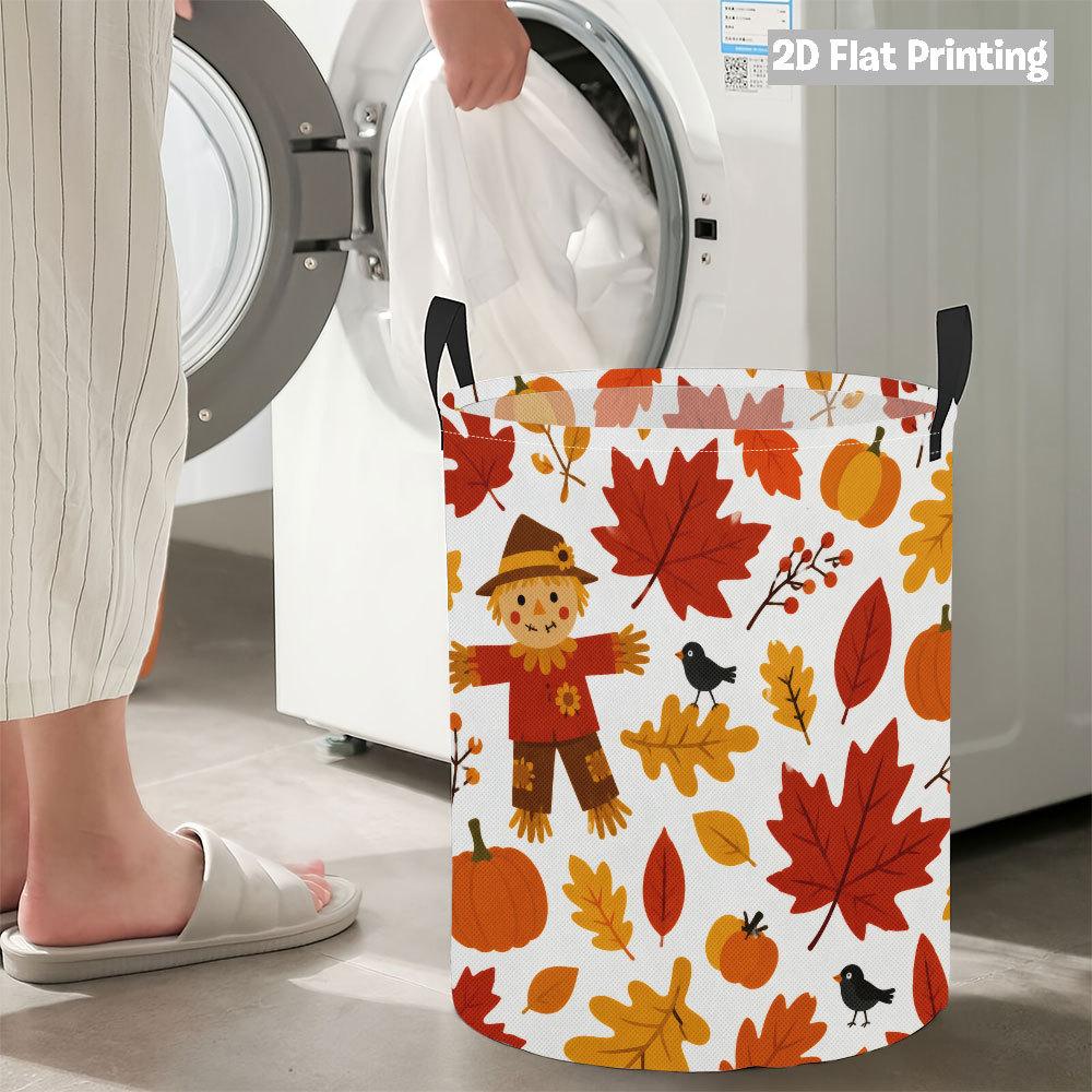 Collapsible Laundry Basket Large Round Waterproof Fabric Hamper Dirty Clothes Storage Bin Toy Organizer with Handles