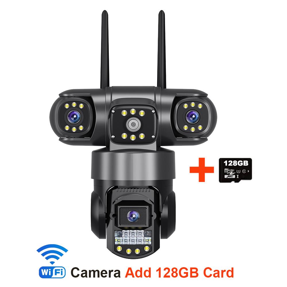 

V380 Pro WiFi IP-камера для вулиці 12 Мп 6K Потрійні об єктиви Потрійні екрани Відеомонітор безпеки Нічне бачення Водонепроникні CCTV камери Cam Add 128GB Card
