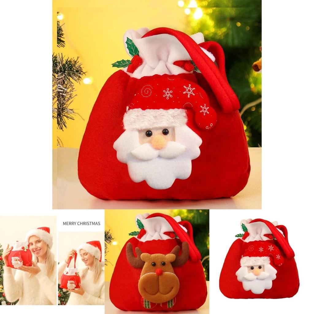 Weicher Plüsch Weihnachten Kinder Geschenk Puppe Tasche Kordelzug Griff 3D Apfel Süßigkeiten Handtasche