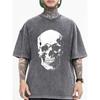 Men'S Oversized Vintage Washed T-Shirt with Skull Graphic - Soft & Breathable Relaxed Fit Short Sleeve Crew Neck Tee, Streetwear Casual Everyday