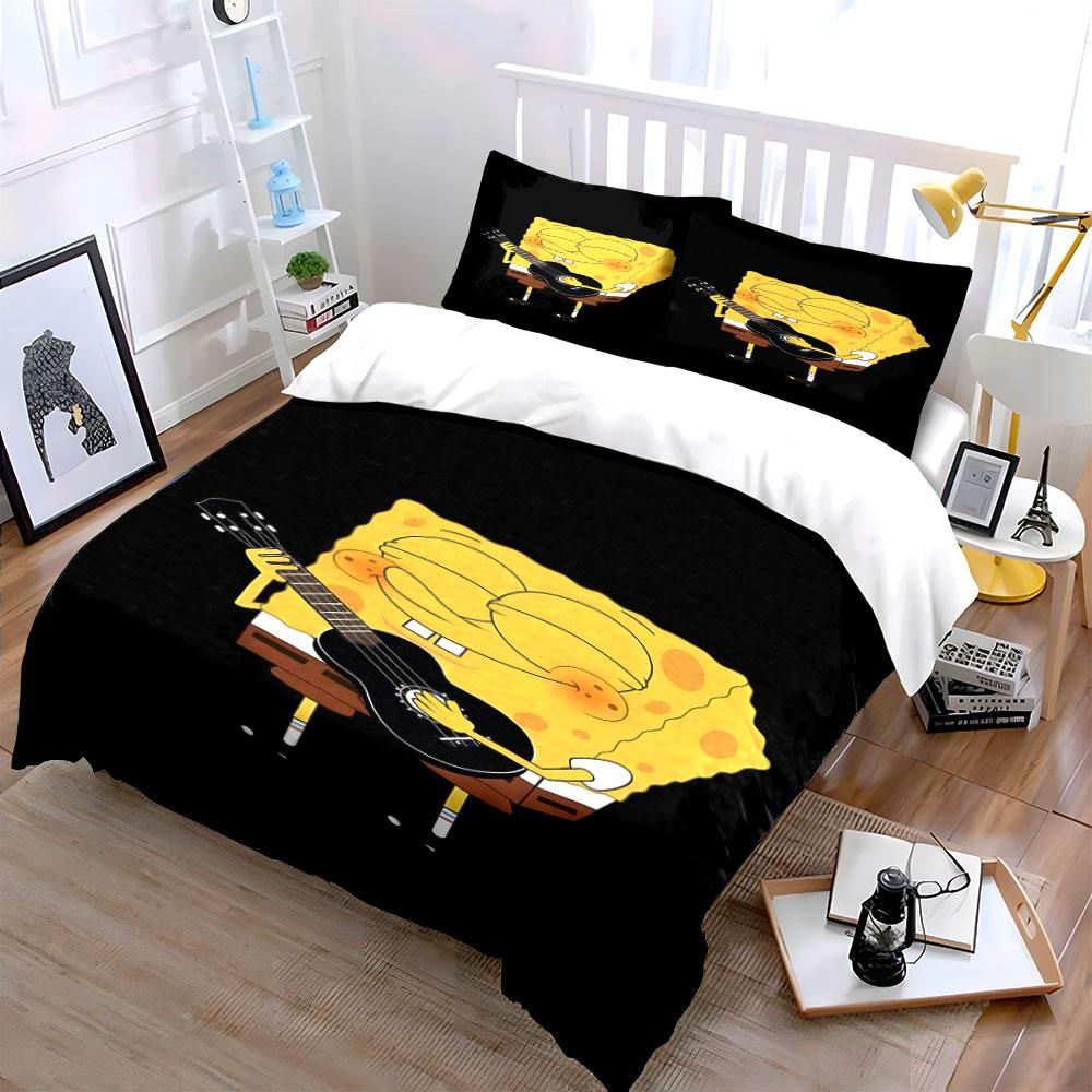 Yellow Cartoon Character Playing Guitar. Bedding Sets Duvet Cover Sets Duvet Covers Pillowcases(1 * Duvet Cover 2 * Pillowcases, Without Duvet Insert)