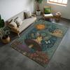 Vintage Feenpilz Sonne Mond Wirbel Himmel Blumiger Rand Rutschfester Teppich Cottagecore Hexe Waschbarer Innenraumteppich