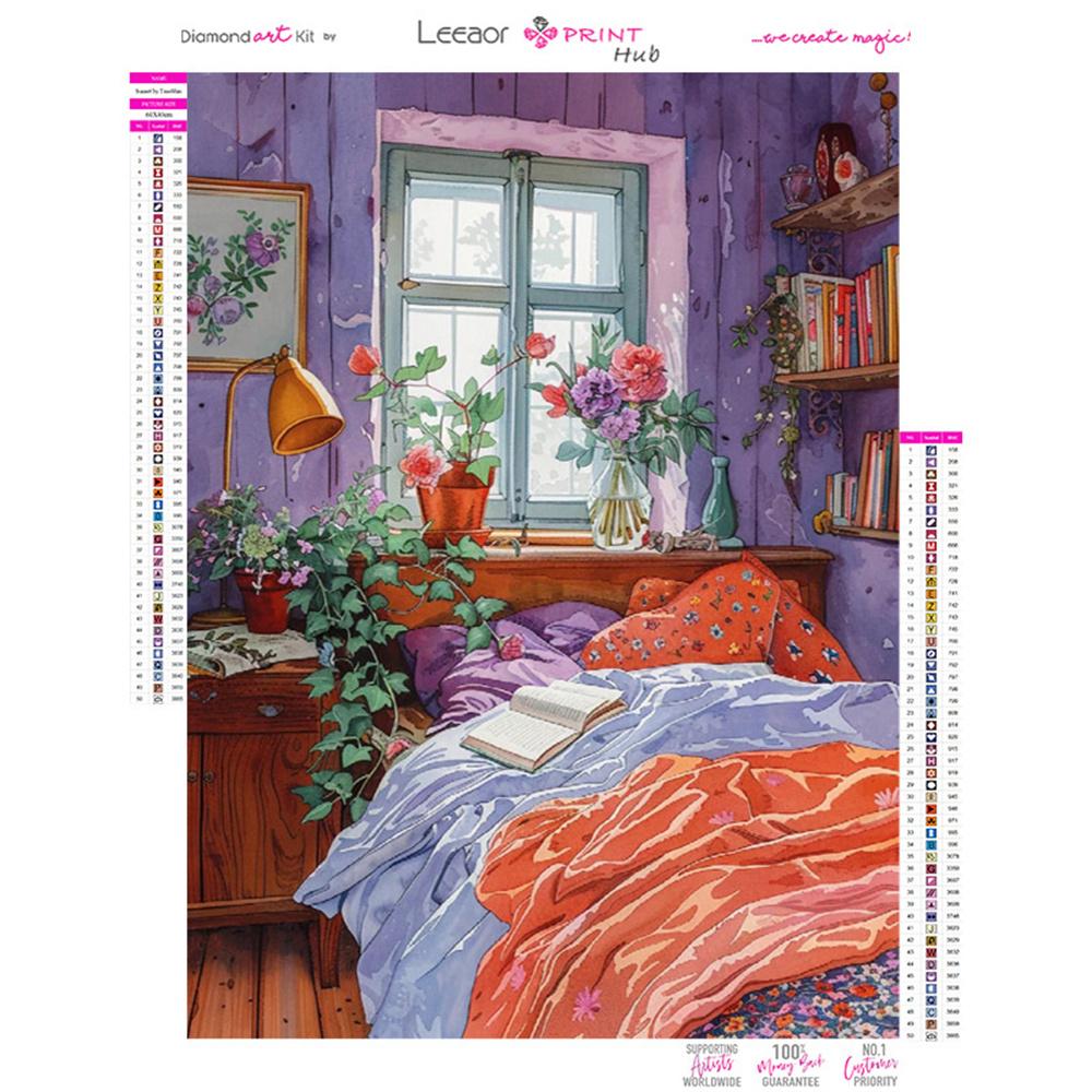 Flower 5D DIY Diamond Painting Landscape Diamond Embroidery Cross Stitch Set Full Round Diamond Mosaic Home Wall Decoration Gift