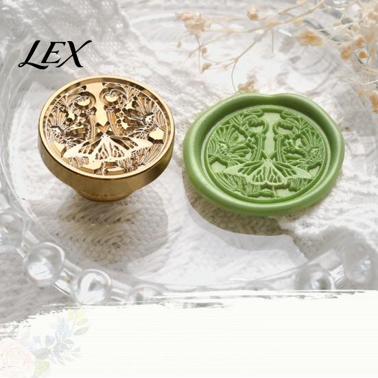 Handmade Stationery Accessory Wax Seal Stamp, Vintage Plant Pattern Head, Durable Flower Embossing Stamp Copper Head Replacement, for Envelope