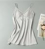 MAYUDAMA SILK Silk Satin Slip Nightgown with Cups 100% (L, Gray)