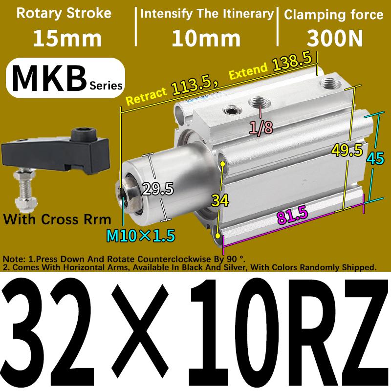 90 Degrees Angle Cylinder Clamping Bore 32mm 40mm Pneumatic Air Cylinders MKB25/32-10R/20L/30R Swings Back