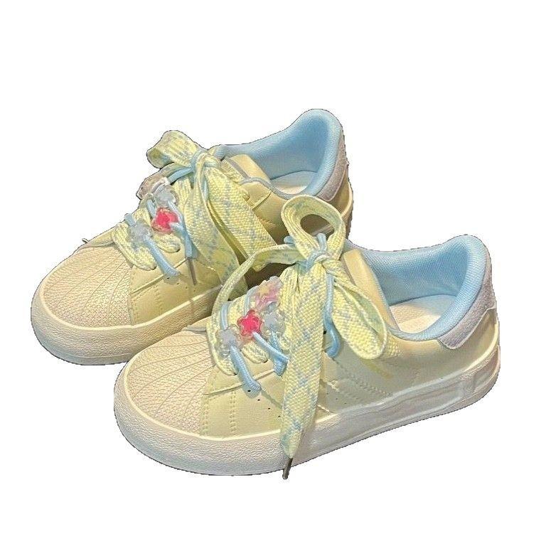 Dopamine color shell head thick baseplate shoes women's 2025 spring new student little white shoes niche original chic shoes